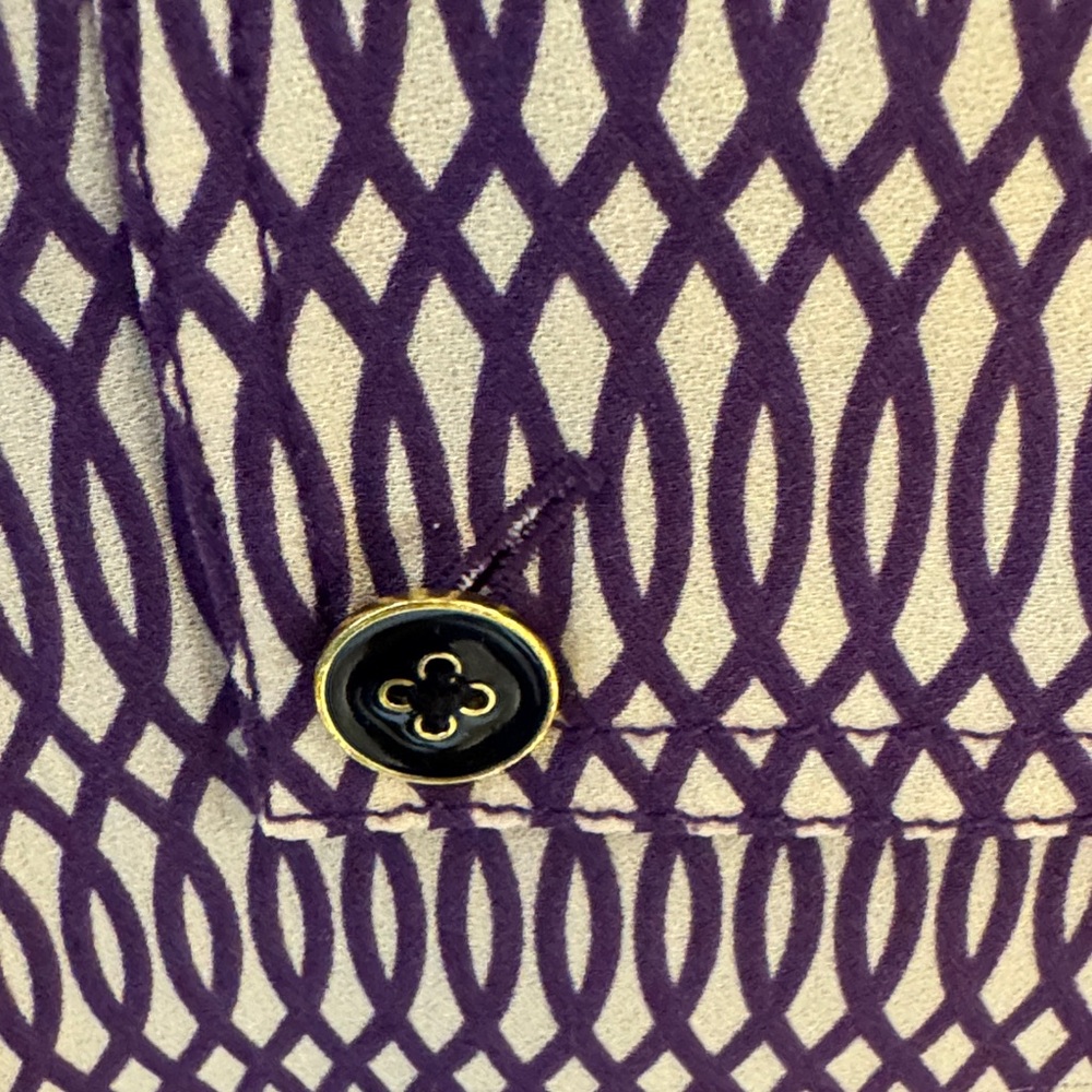 Tory Burch Purple and Cream Geometric Women's Blouse - Picture 4 of 6